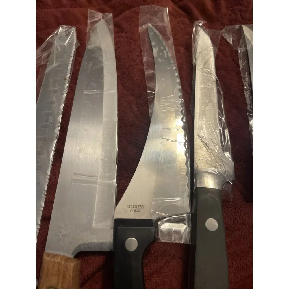 Vintage Kitchen Knife/misc.  Lot of 9 Wood & Plastic Handles , Fork, Chop, Slice